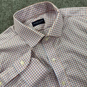 Proper Cloth Dress Shirt 15.5 Blue Orange Gingham Check Excellent Men's